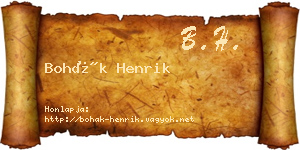 Bohák Henrik névjegykártya